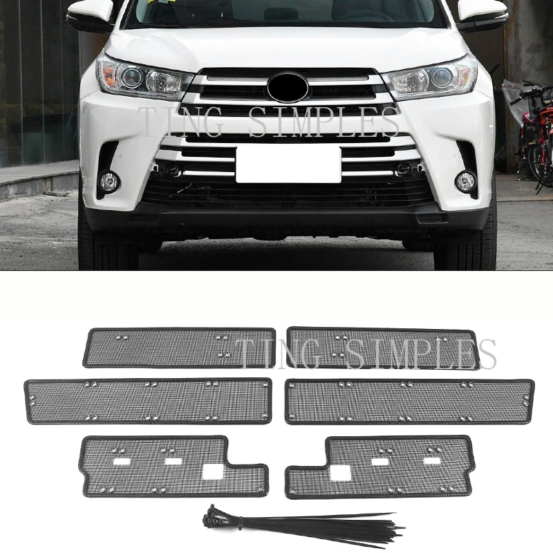 

Car Insect Screening Mesh Front Grille Insert Net For Toyota Highlander Kluger 2015 2016 2017 2018 2019 2020 2021 Accessories