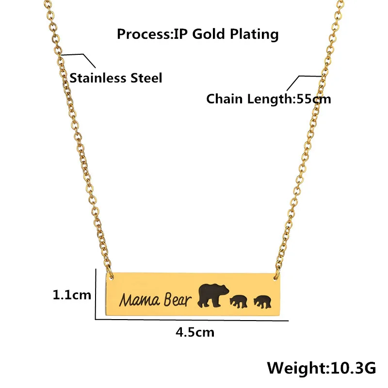 Ожерелье ELSEMODE из нержавеющей стали с подвеской в виде медведя мама 6
