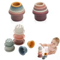 7pcs baby stacking cup silicone toys montessori toys funny early educational intelligence toys children rainbow stacking gift