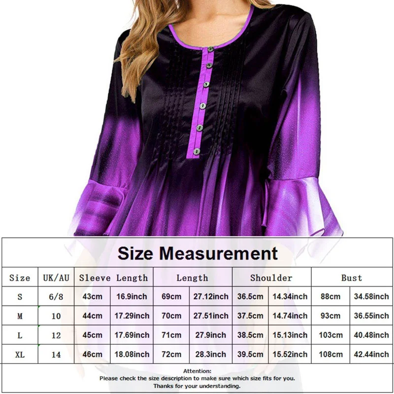 Женская футболка градиентного цвета топы с круглым вырезом пуговицами и длинным