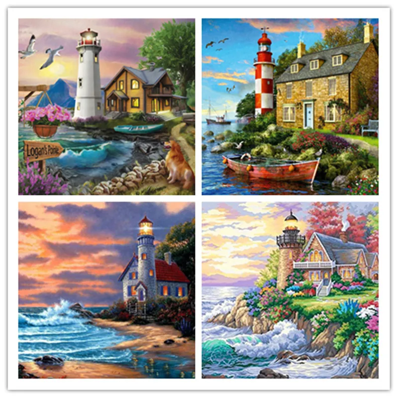 Алмазов картина нового вышивка морской пейзаж 5D DIY Алмазная Вышивка крестом Маяк