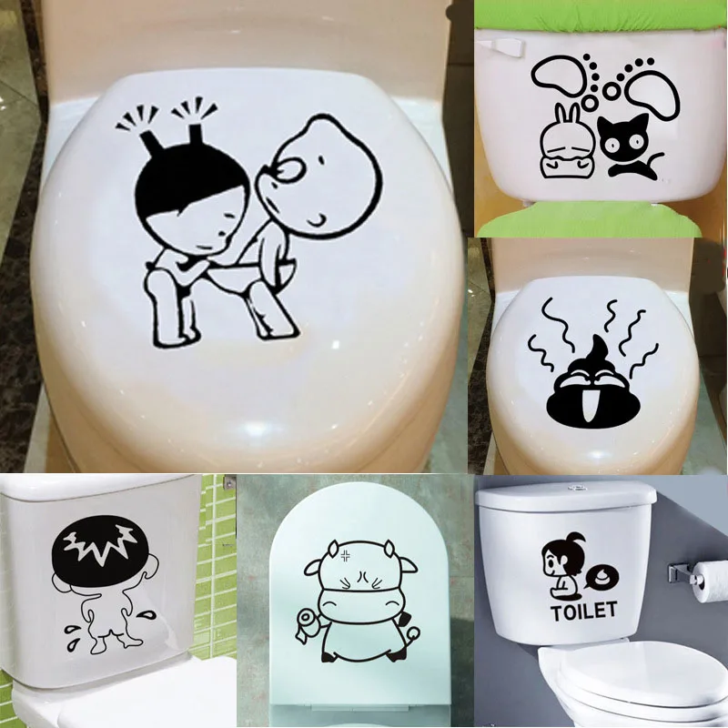 Настенные стикеры в ванную комнату съемные Мультяшные наклейки на стену для