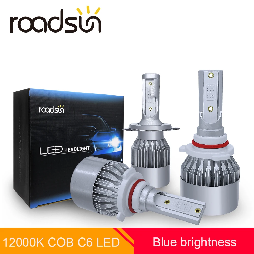Roadsun стайлинга автомобилей пятно света 12000 K COB Чип C6 фар автомобиля лампы
