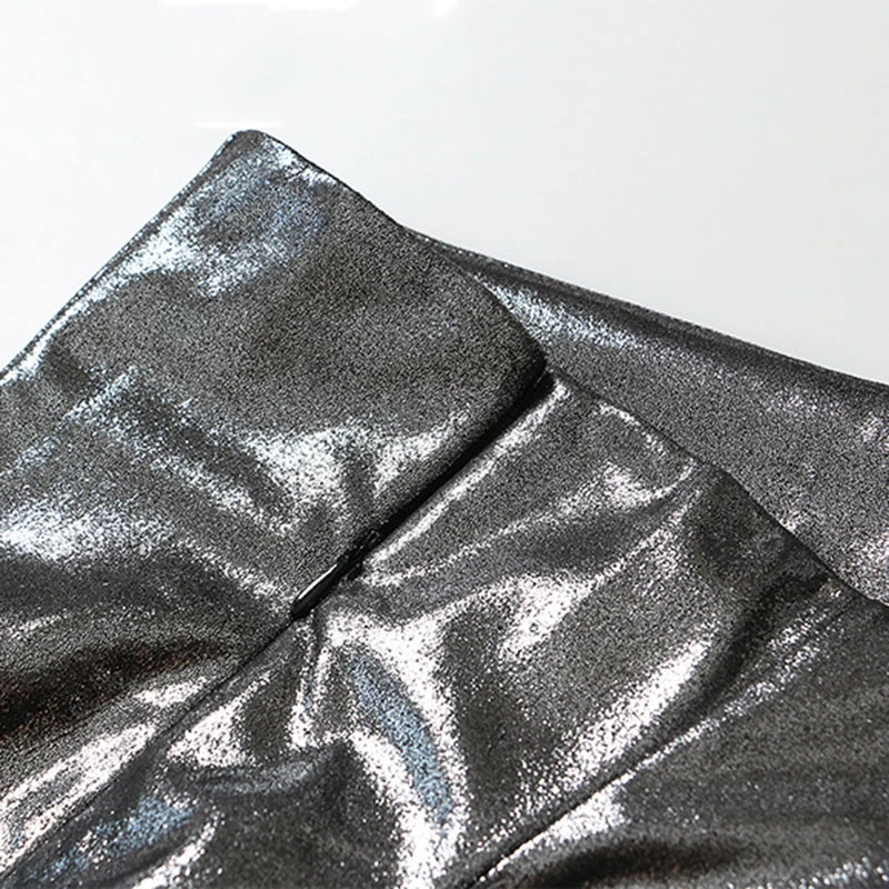 

SeeBeautiful Loose Bling Shiny PU Package Hips Irregular Half-body Skirt Woman Summer Autumn 2020 New Fashion Tide T688