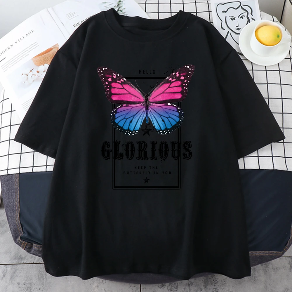 

Hell Glorious Butterfly Printing Man T-Shirts Summer s Clothes Oversized Loose Tshirts Short Sleeve Soft Men's T-Shirt