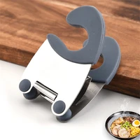 stainless steel anti scalding pot side clip soup spoon clip kitchen gadgets multifunctional silicone pot cover support frame
