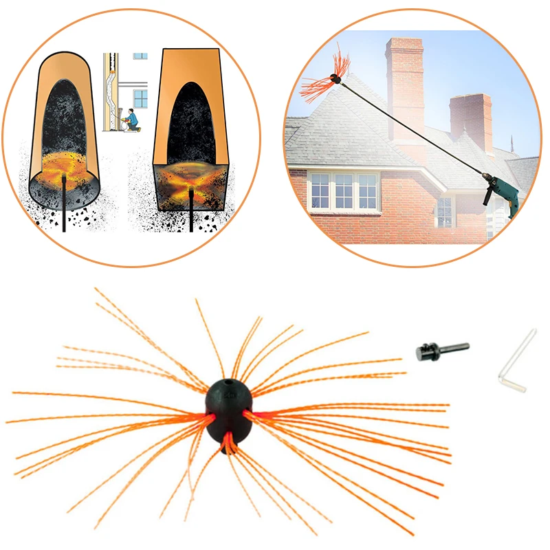 

Nylon Brush With 1pc Long Handle Flexible Pipe Rods For Chimney Kettle House Cleaner Sweeping Brush Cleaning Rotary Tool Kit