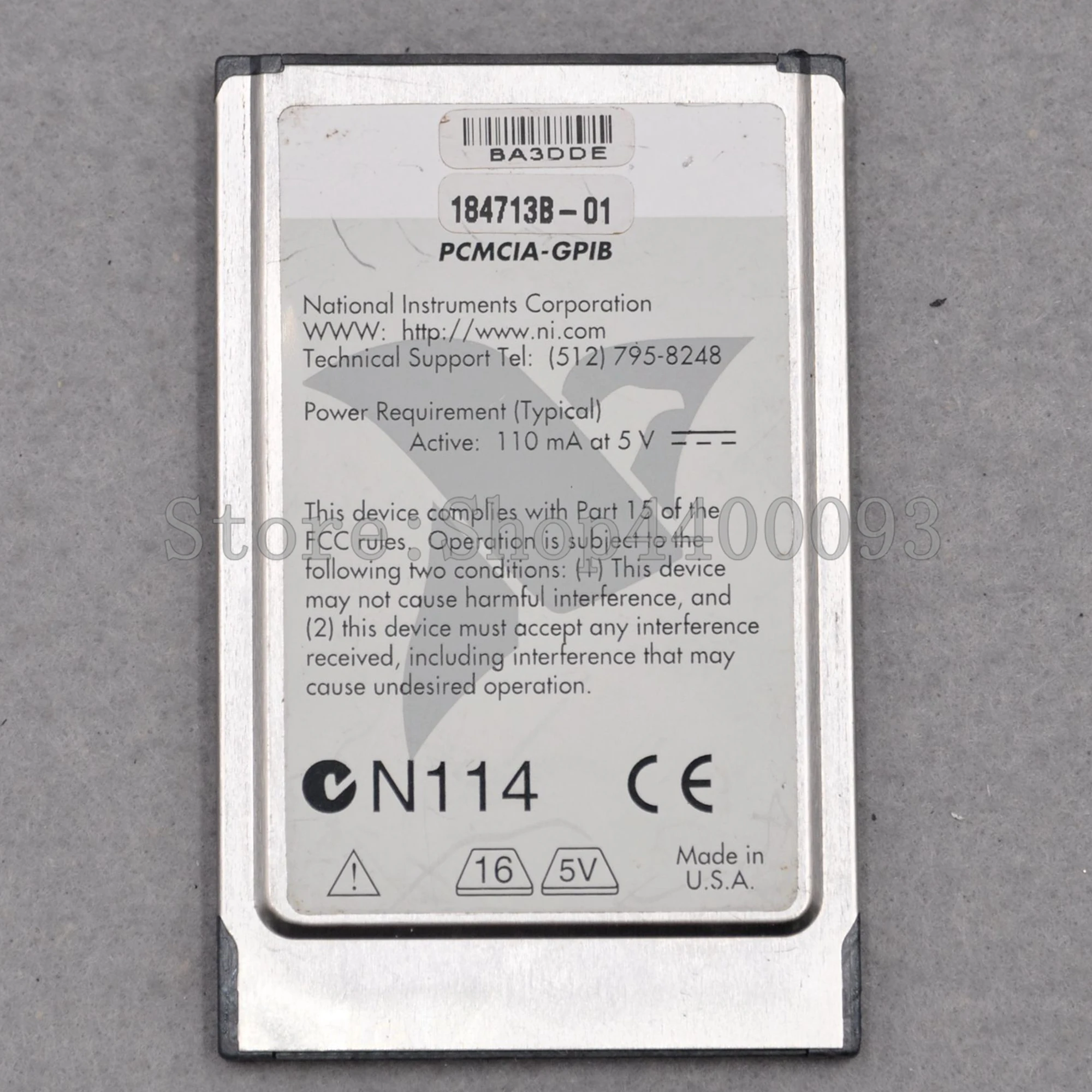 NATIONAL INSTRUMENTS PCMCIA-GPIB 184713B-01 110mA 5V IEEE488 card data acquisition card