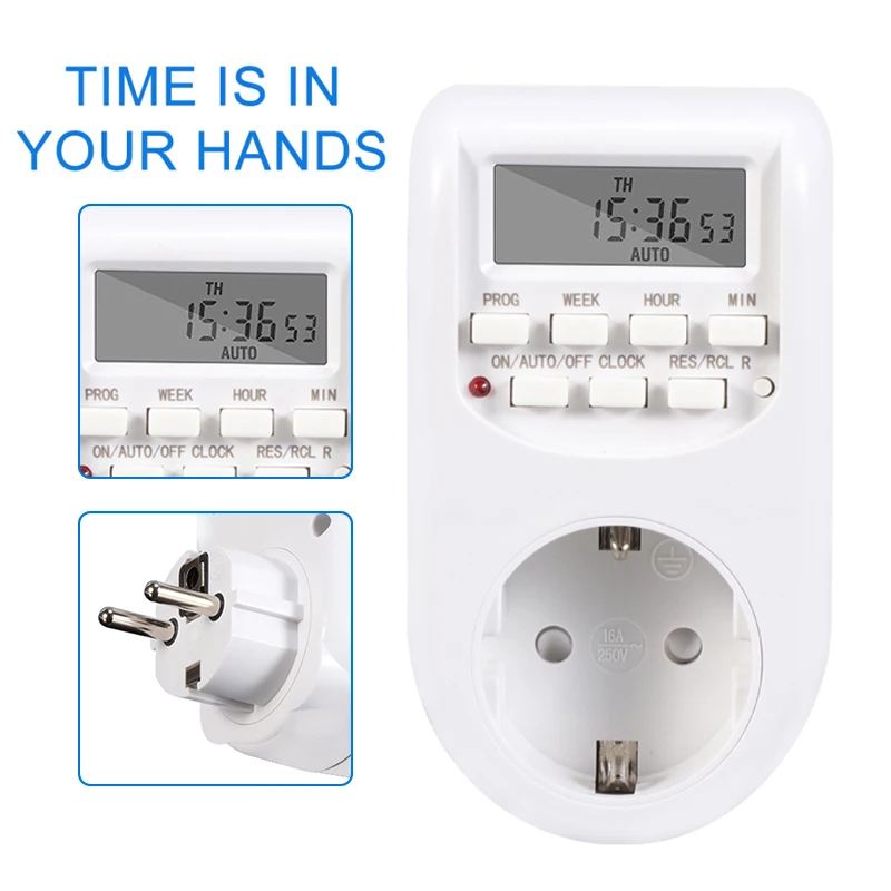 

10A Electronic Digital Timer Switch Plug Saving Digital 220V UK US AU EU Kitchen Timer 24 Hour Cyclic Programmable Timing Socket