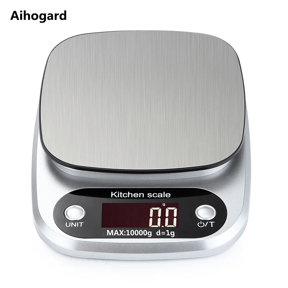 

10kg/1g LCD Electronic Kitchen Scales Household Balance Cooking Measure Tool Stainless Steel Digital Weighing Food scale g OZ ML