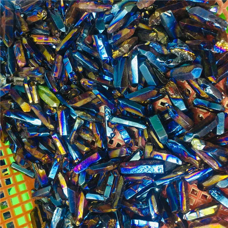 

Wholesale Electroplated Titanium Rainbow Aura Lemurian Quartz Crystal Point Healing Stones Decor Natural Quartz Crystals