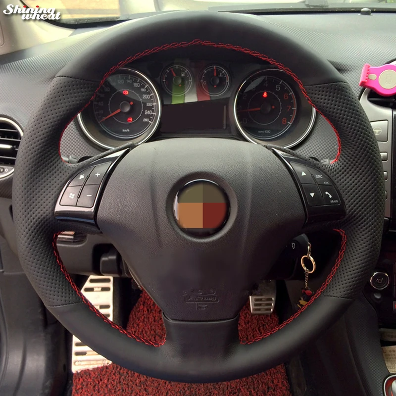

Black Genuine Leather Car Steering Wheel Cover for Fiat Grande Punto Bravo Linea 2007-2019 Qubo Doblo Opel Combo