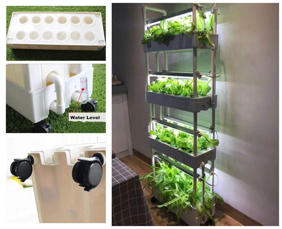 Цена 4 слоя 48 отверстий Вертикальная полная Коммерческая гидропонная система для выращивания дома светодиодный светильник кой