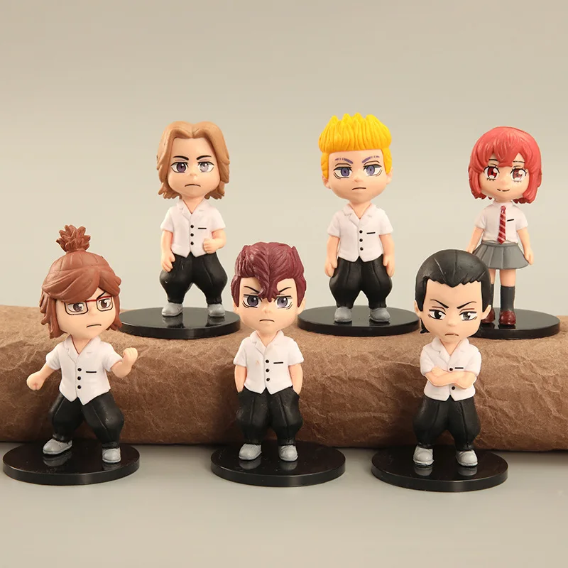 

6pcs Anime Figure Tokyo Revengers Action Figure Manjiro Sano Chifuyu Matsuno Takemichi Hanagaki Figurine Manga Children Gift