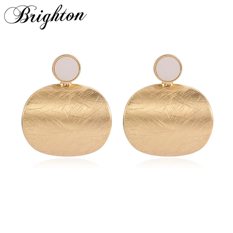 

Brighton Exaggerated Curved Geometric Metal Stud Earrings For Women Jewelry Party Gold Silver Color Punk Statement Bijou Gift