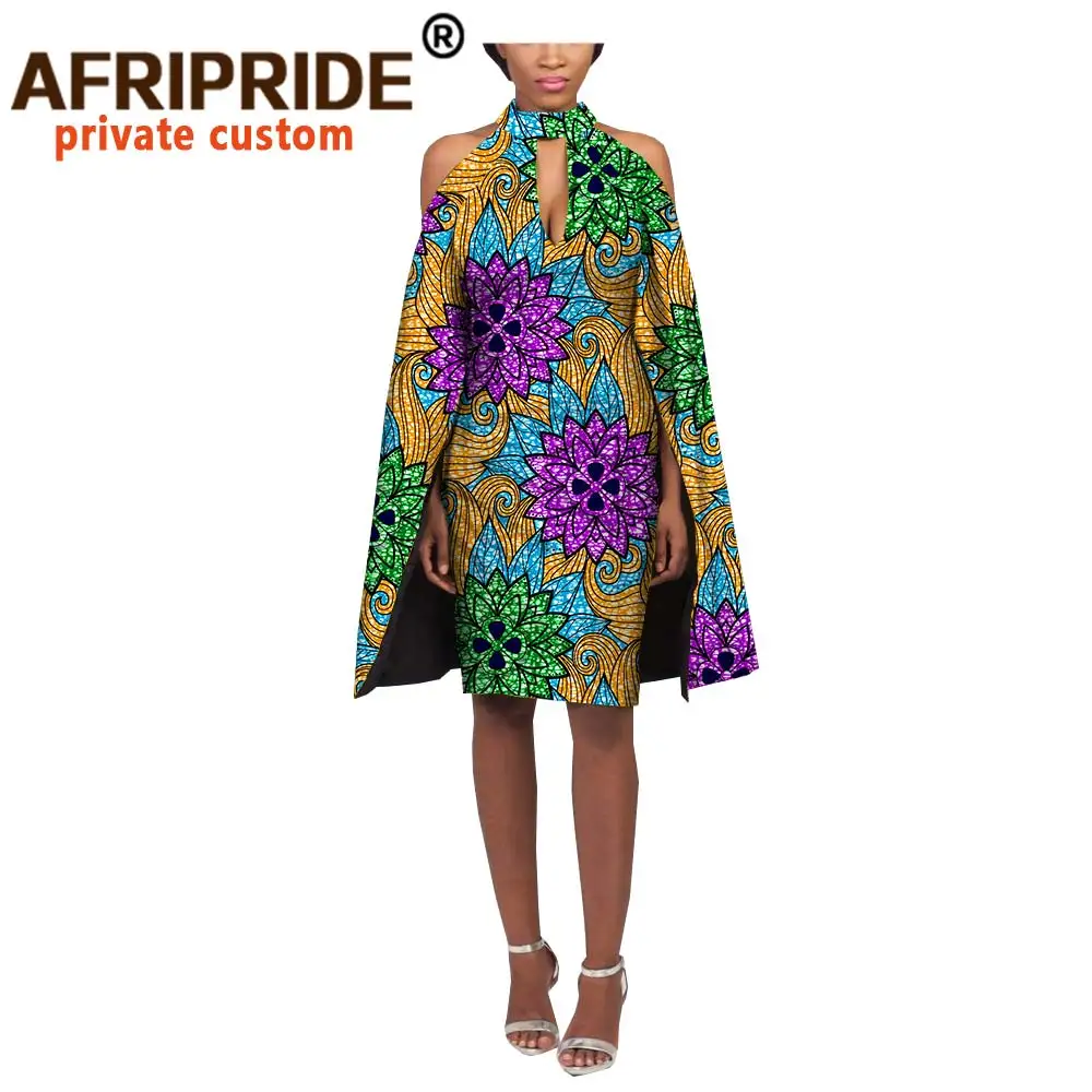 Женское платье с открытыми плечами Хлопковое до колена широкими рукавами A722569