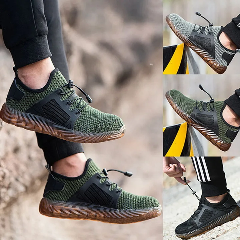Мужские беговые кроссовки дышащие противоскользящие рабочие с защитой от