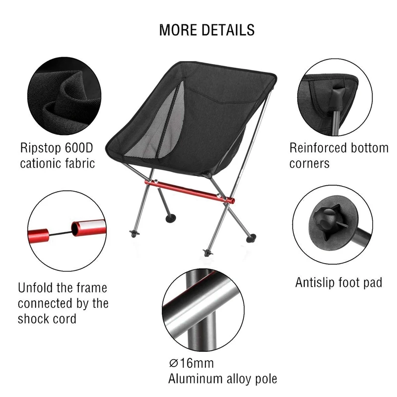 구매 캠핑 의자 초경량 접이식 캠핑 의자 휴대용 소형 야외 캠프 해변 여행 피크닉 하이킹 경량