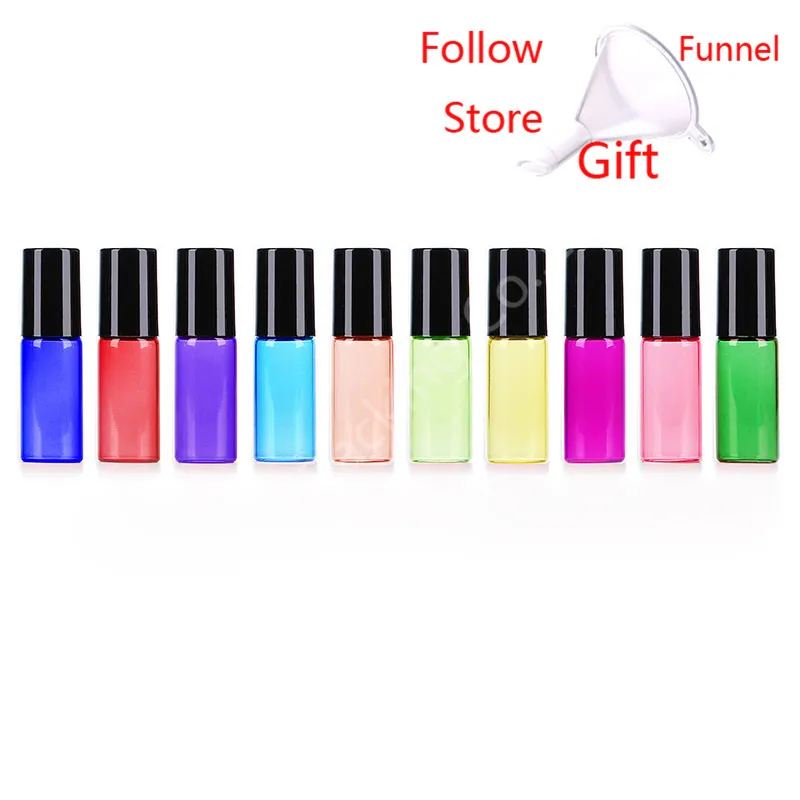 10 шт 5 мл стеклянные эфирные масла роликовые бутылки шарики конфетные цветные