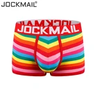 Трусы-боксеры jockmail мужские с низкой посадкой, пикантное нижнее белье, дышащие шорты в радужную полоску, трусы для геев, 2020