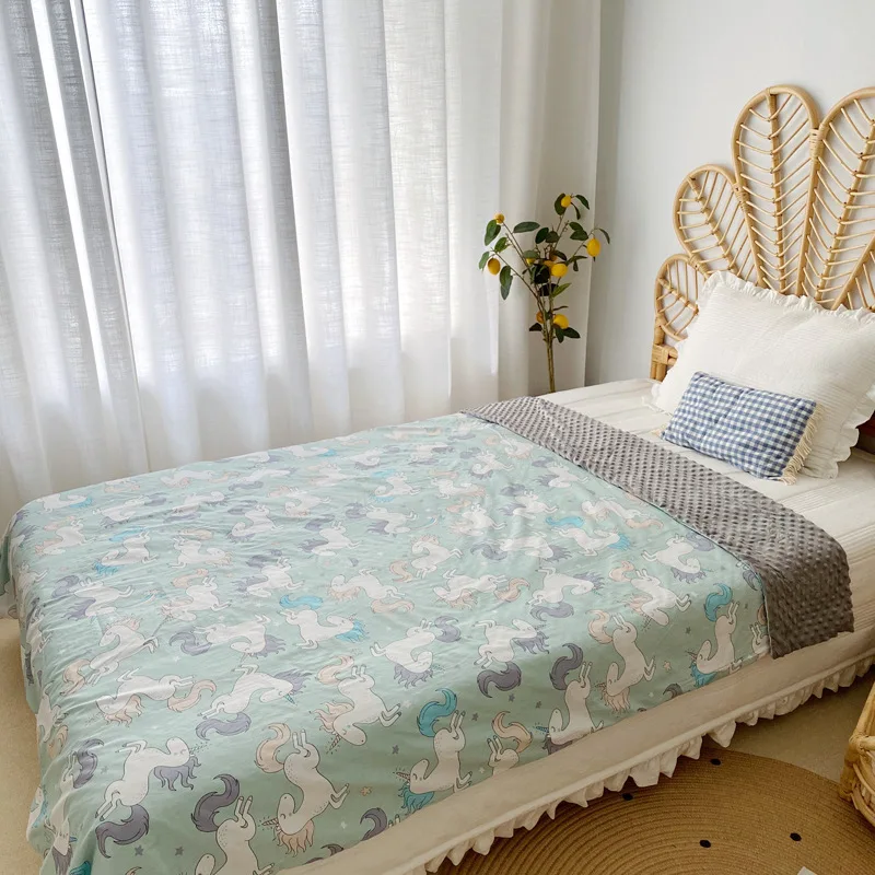 Мягкое хлопковое детское одеяло бини с единорогом спальное покрывало динозавром