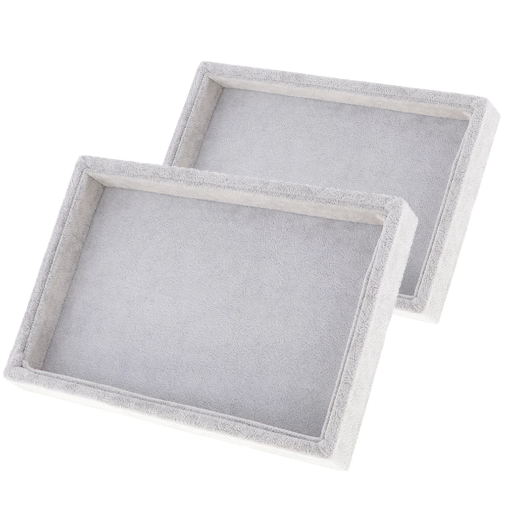 2 шт. Премиум Бархат штабелируемые ювелирные изделия лоток Витрина Дисплей