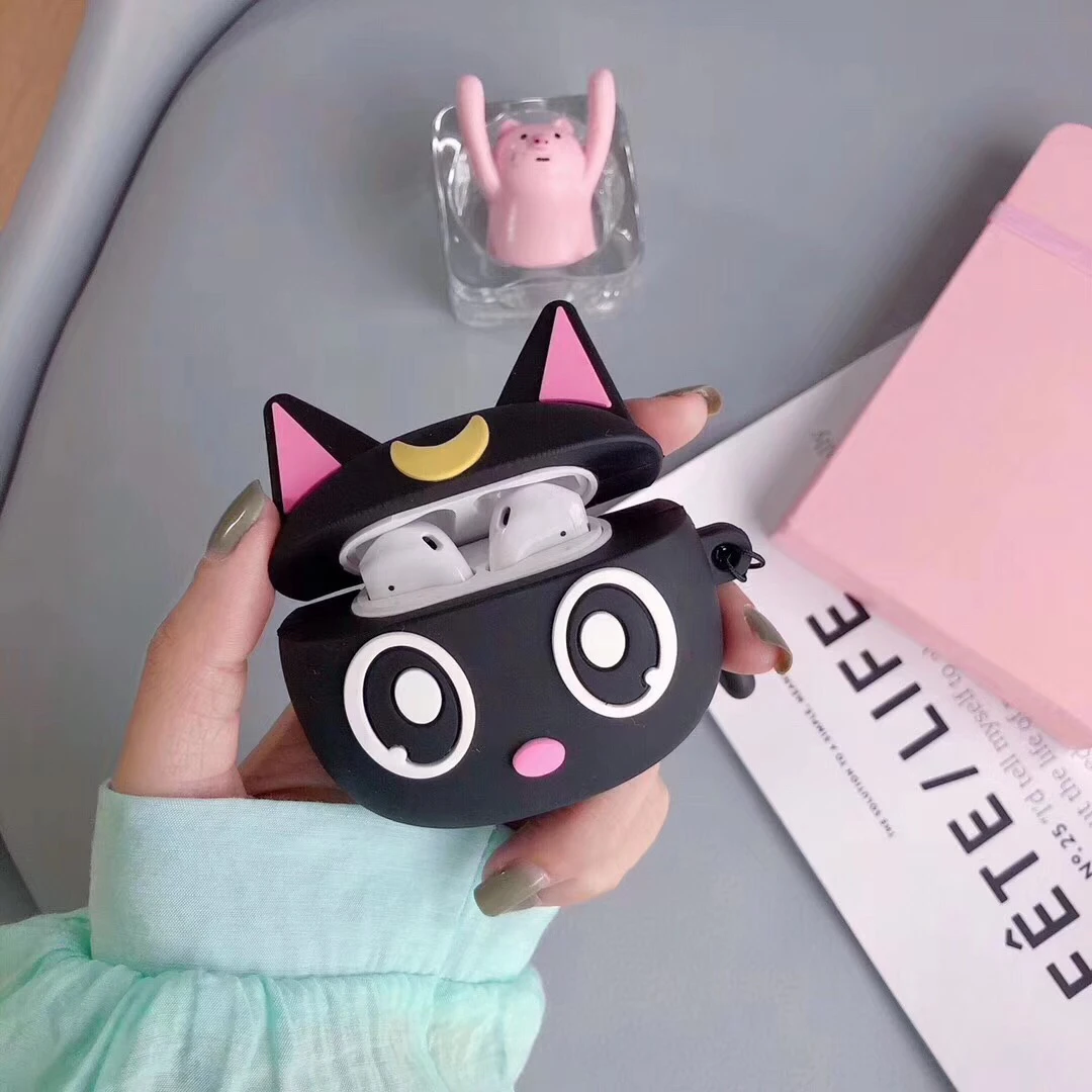 3D мультфильм плохой BADTZ-MARU Луна Кошка Силиконовый мягкий чехол для Apple Airpods 1/2 крышка беспроводной Bluetooth наушники чехол для гарнитуры