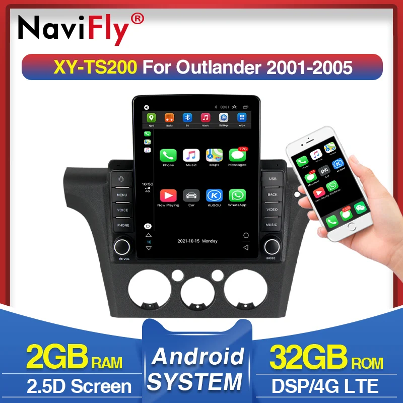 Android Carplay + Автомобильная интеллектуальная система навигации GPS 4G FM для Mitsubishi Outlander