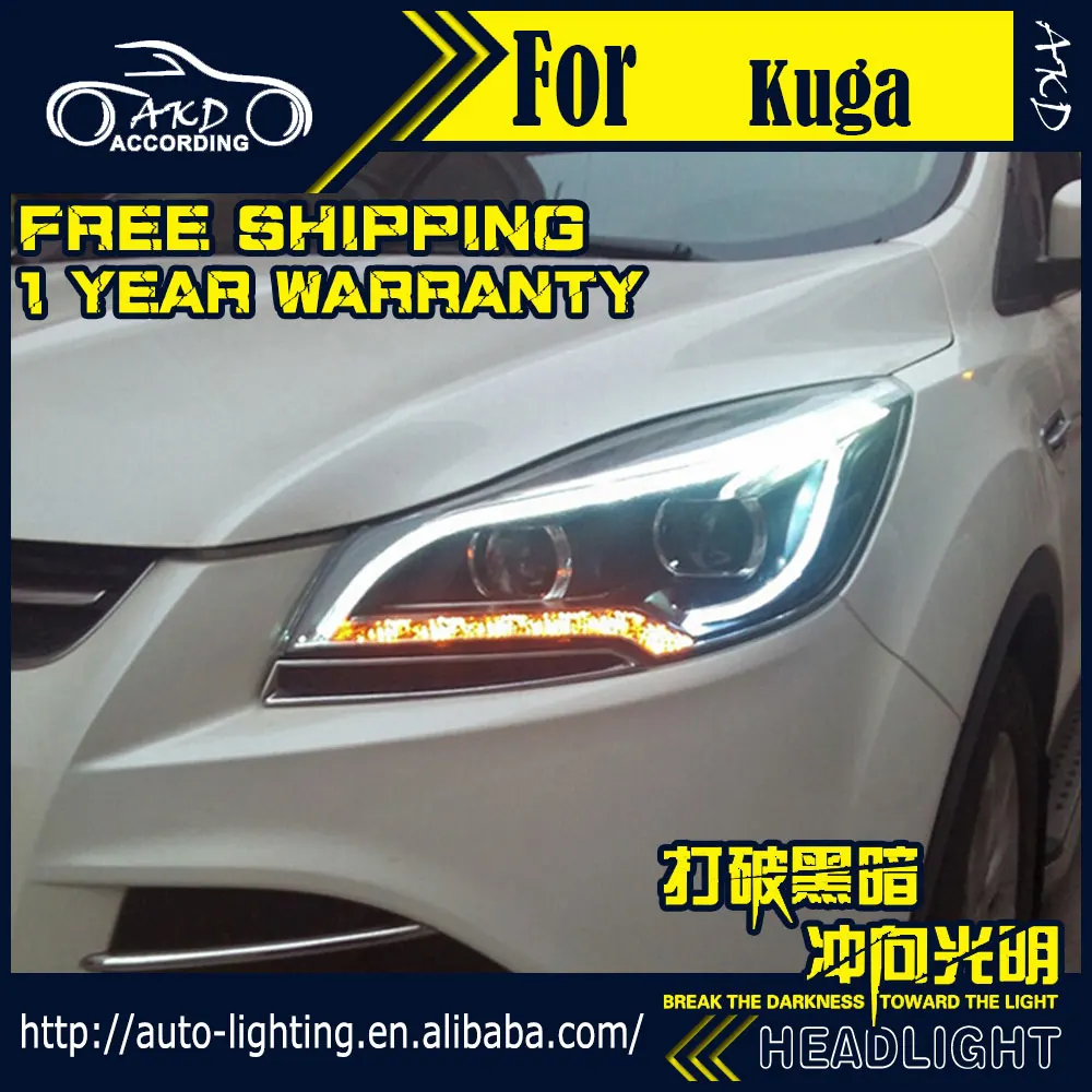 

AKD Car Styling Head Lamp for Ford Kuga Escape Headlights 2014-2016 LED Headlight DRL H7 D2H Hid Option Angel Eye Bi Xenon Beam
