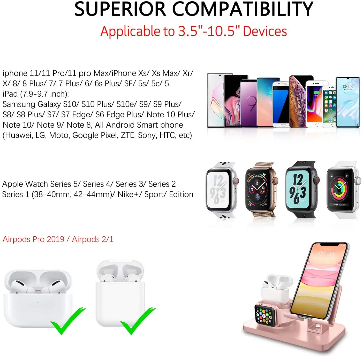 3 in 1 desktop phone charge dock holder for iphone 12 11 xs max ipad android phone tablet for airpods 12 pro apple watch stand free global shipping
