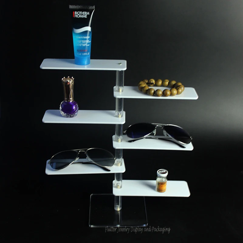 6-Слои акриловых солнцезащитных очков Дисплей полка очки показывающие Стенд ювелирных изделий Настольный держатель браслета Цепочки и ожерелья Витрина