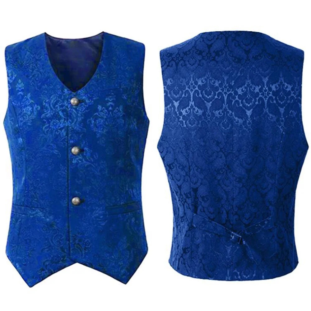 

Men Steampunk Vest V Neck Vintage Vests Men Pullover Floral Jacquard Slim Vest Top Jumper Sleeveless Black Goth Top Accessories