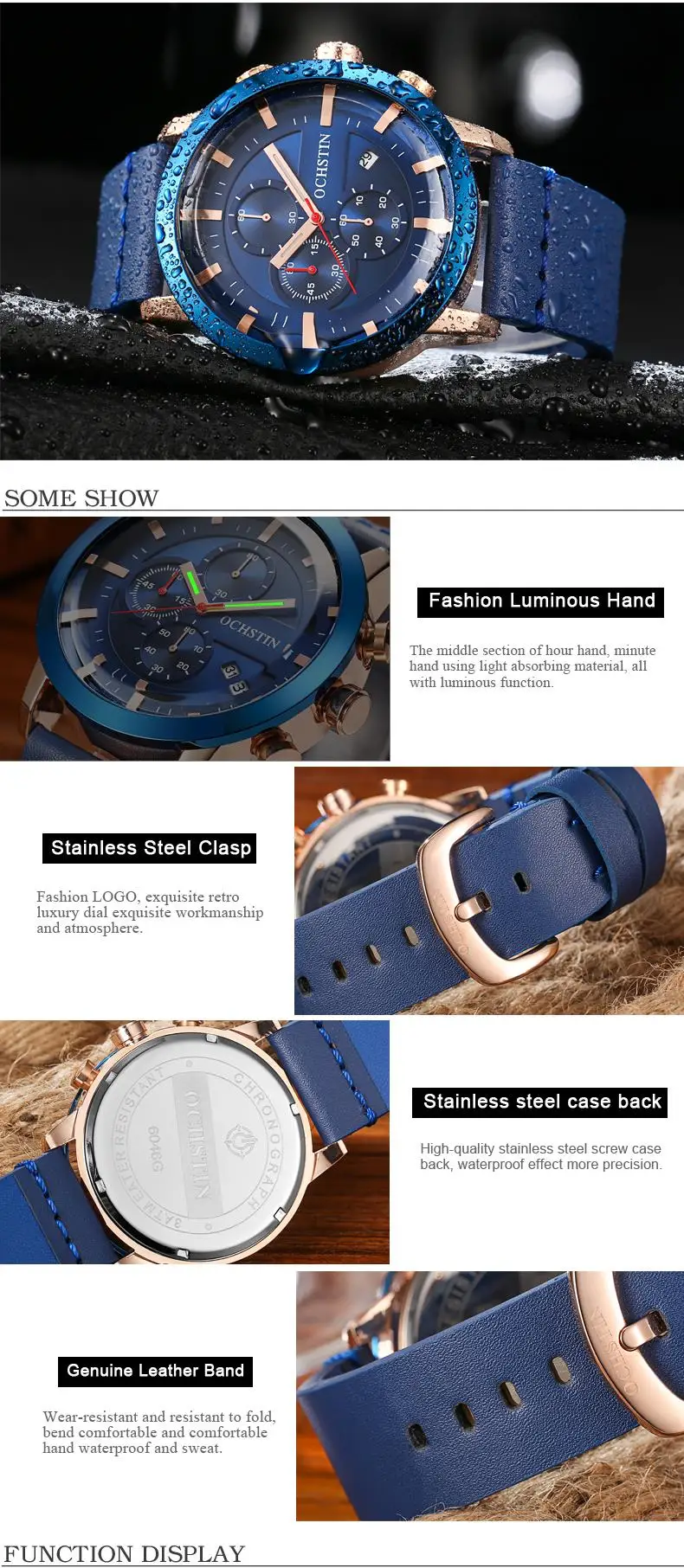 Reloj hombre OCHSTIN модные спортивные часы мужские роскошные многофункциональные хронограф повседневные кожаные наручные часы подарок relogio masculino