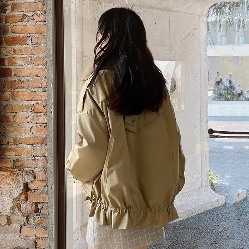 LANMREM 2021 осенне-зимняя новая куртка цвета хаки Parker Женская шерстяная Верхняя