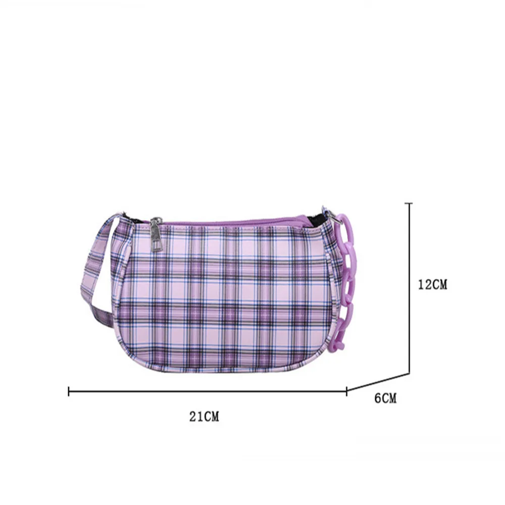 

Female Bag New Trendy Net Red Wild Chain Shoulder Bag Small Shoulder Bag Fashion Underarm Bag PU Striped Lattice Wrist Bag