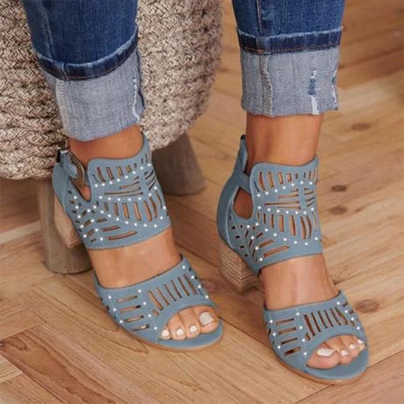 

New black Style Rhinestone Sandals Women Sandals Female Bohemian Style Summer Fashion High Heels Hasp Women's Shoes