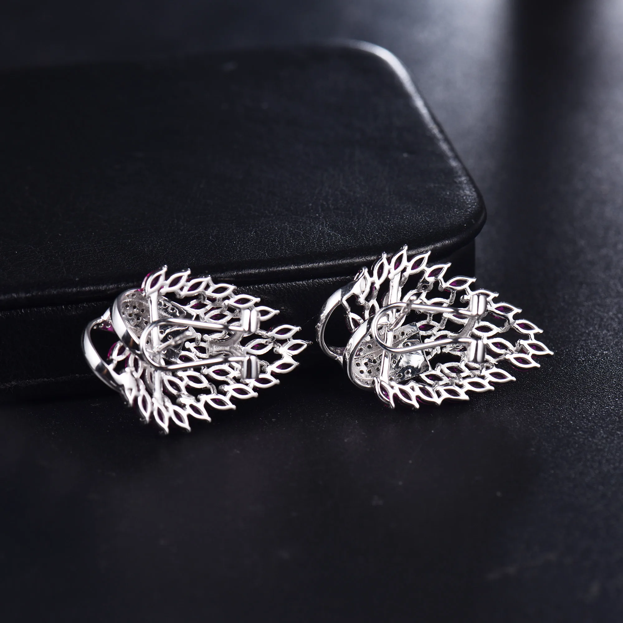 LOVERJEWELRY женские серьги 14 карат белое золото бриллиант розовый Рубин висячие