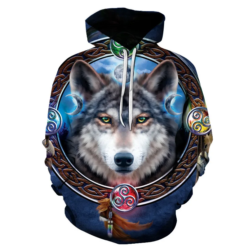 

Hot style guardians earth moon Wolf 3D digital print men's fashion trend with hood fleece hoodie3D printing for sport hoodies