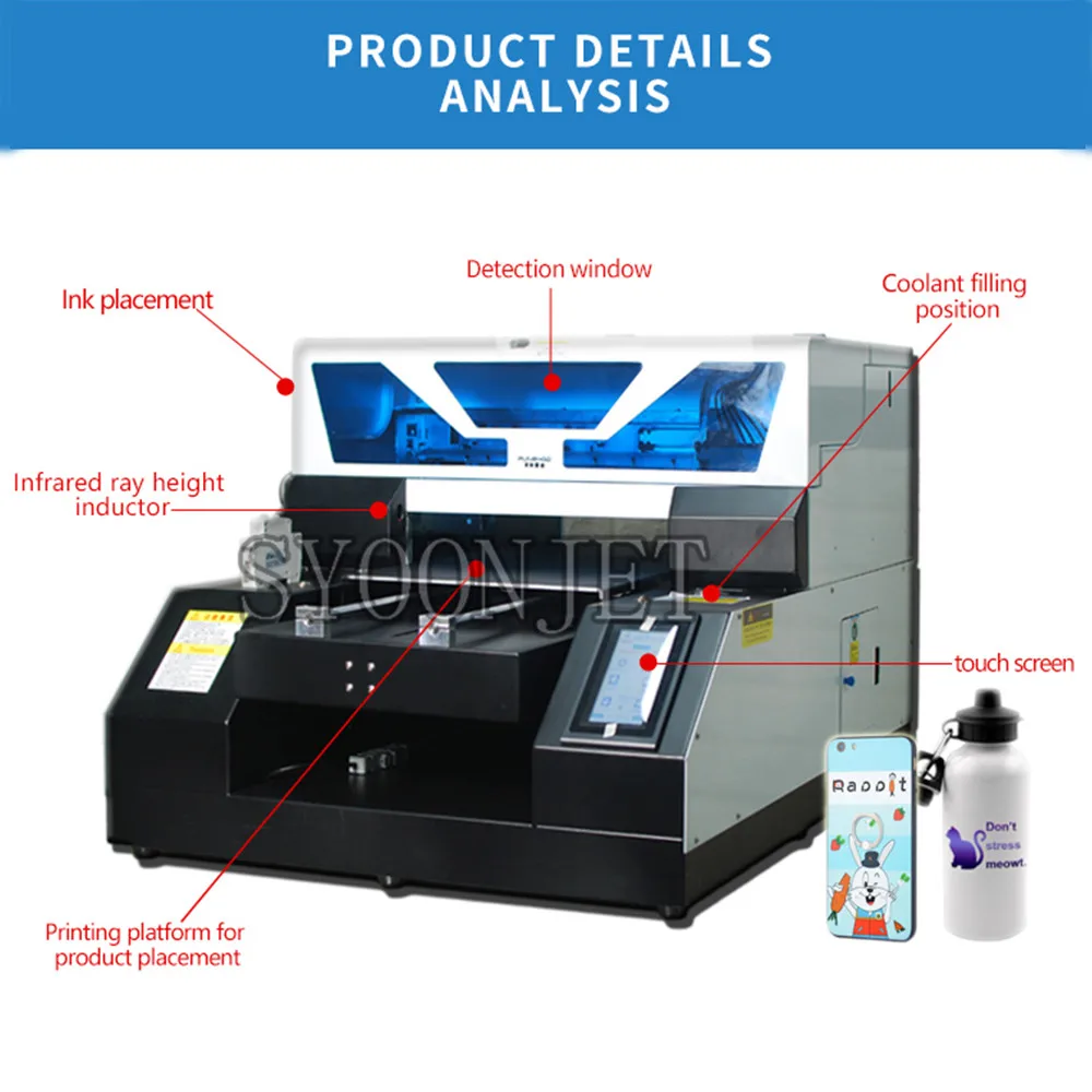 Сенсорный экран Экран A4 УФ-принтер для печати DTG Футболка текстильная ткань УФ