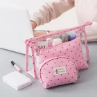 Прозрачная женская косметичка, водонепроницаемый Органайзер, портативная дамская сумочка для косметики из ПВХ, 3 шт.компл.