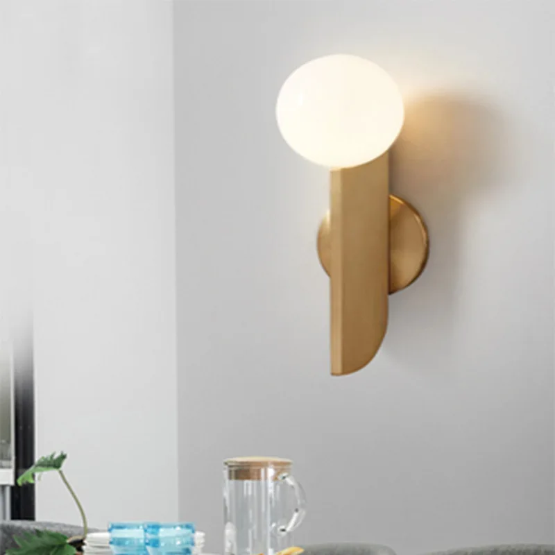 

Golden Single-head Droplight Metal Glass Chandelier Restaurant Light Study Lamp Northern European-style Simple Aisle Balcony Bar