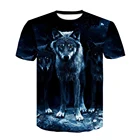Футболка мужская с круглым вырезом, модная уличная одежда с забавными животными, Повседневная рубашка с 3D-принтом волка, лето