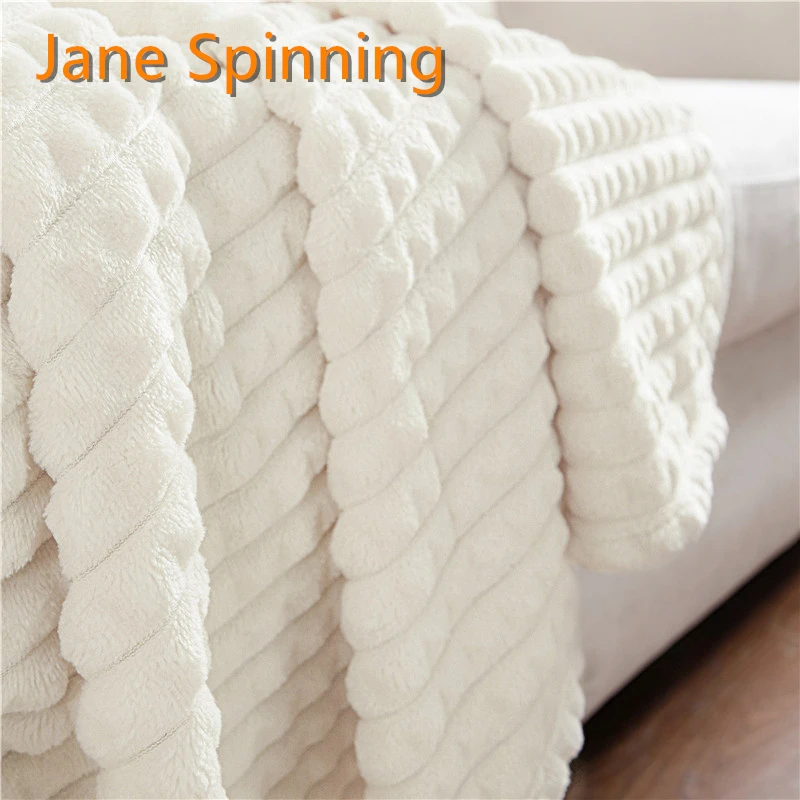 Одеяло из кораллового флиса в клетку однотонное портативное и теплое зимнее