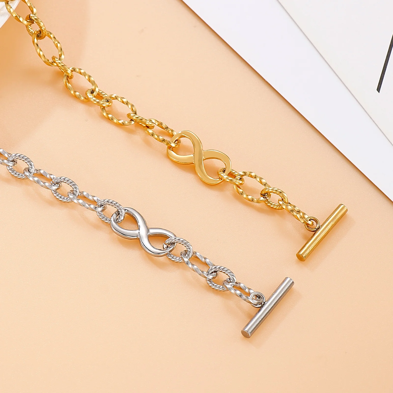 Модный женский плетеный браслет dicotic на цепочке из нержавеющей стали золотого и