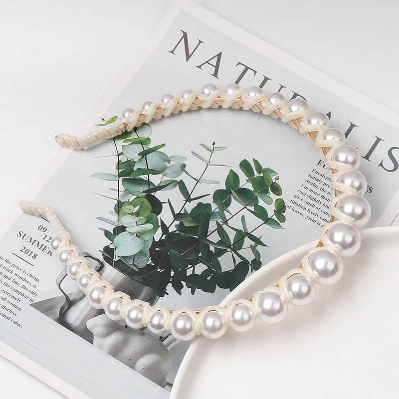 Модные корейские жемчужные бусины обручи для волос аксессуары со стразами