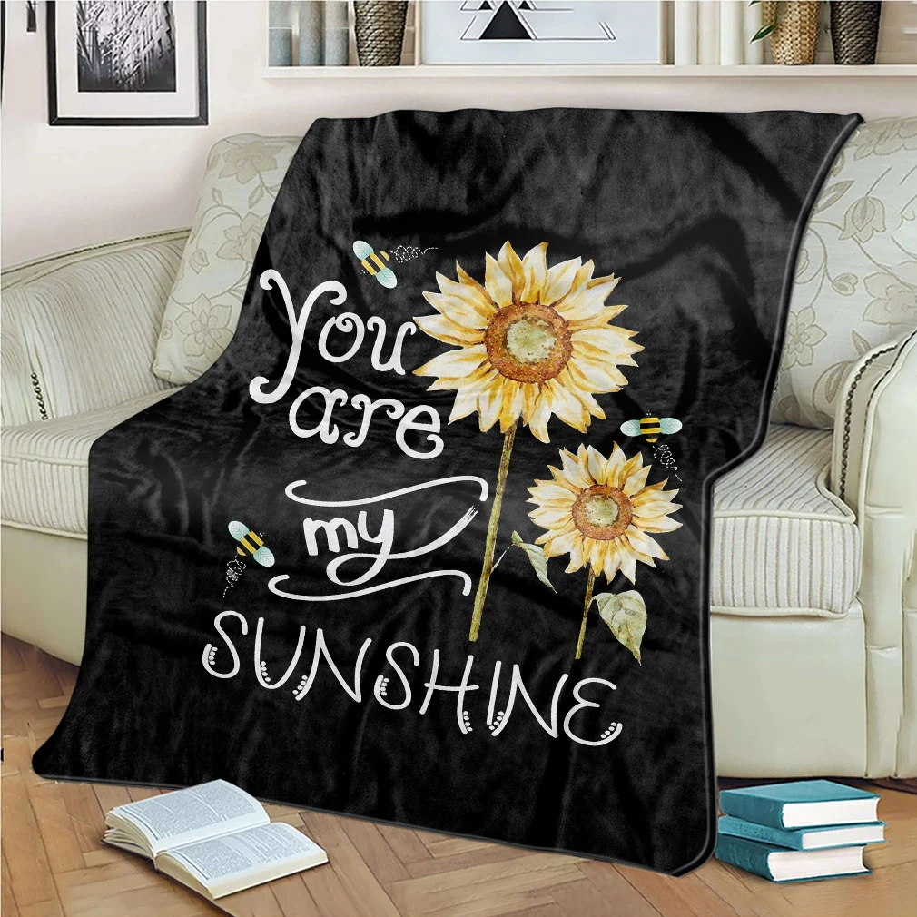 Фланелевое покрывало с подсолнухами You Are My Sunshine двустороннее Флисовое
