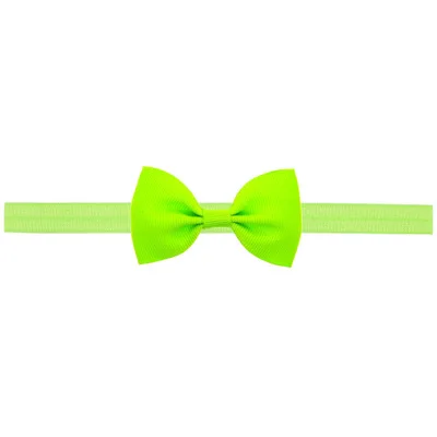 Fluorescent green Лента ручной работы сделай сам Детская повязка на голову для малышей детей Детские аксессуары для волос девочка новорожденный банты повязка с бантом Тюрбан-тиара - Color: Fluorescent green