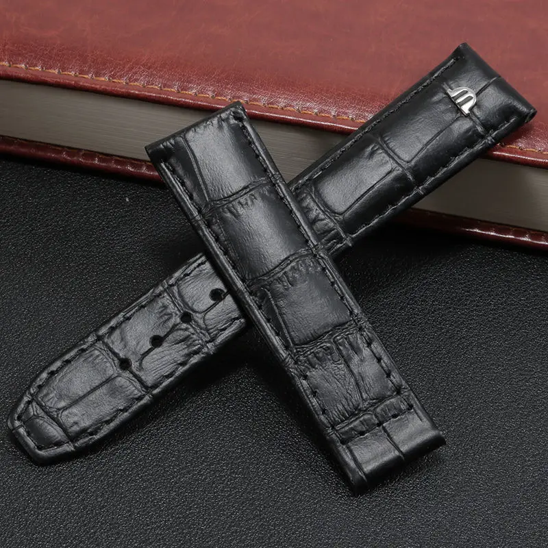For MAURICE LACROIX Eliros watchband First layer calfskin wrist band  20mm 22mm Black brown cow genuine leather strap