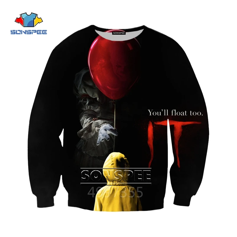 SONSPEE Stephen King's It clown Harajuku/футболка с 3d принтом для мальчиков и девочек-подростков/толстовки/шорты Детская одежда X211 - Цвет: 2
