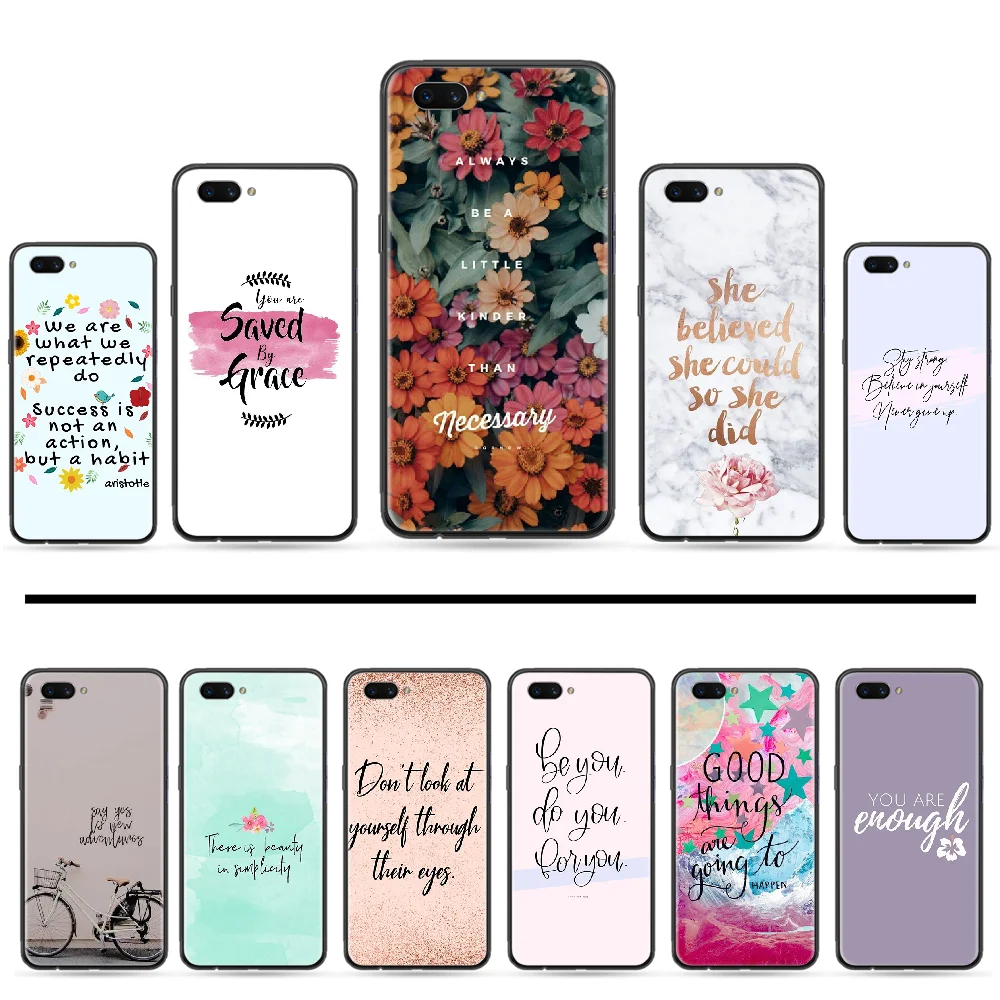 Цитаты черный мягкий чехол для телефона из ТПУ OPPO F 1S 7 9 K1 A77 F3 RENO F11 A5 A9 2020 A73S R15 REALME
